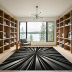 Modern Black Silver Burst Rug