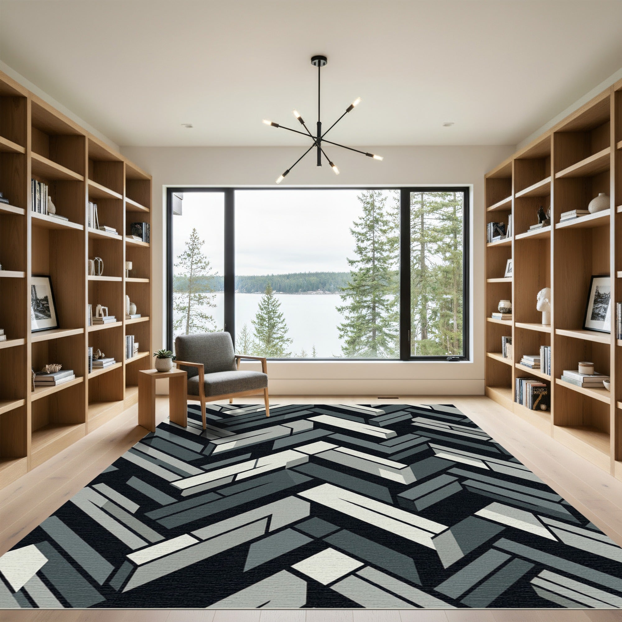Modern Abstract Chevron Geometric Rug