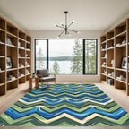 Blue Green Chevron Ocean Waves Rug