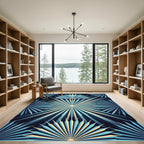 Art Deco Blue Radiant Sunburst Rug