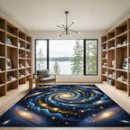Cosmic Golden Swirl Spiral Galaxy Rug