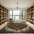Ornate Bronze Antique Filigree Medallion Rug