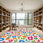 Playful Alphabet And Numbers Collage Rug