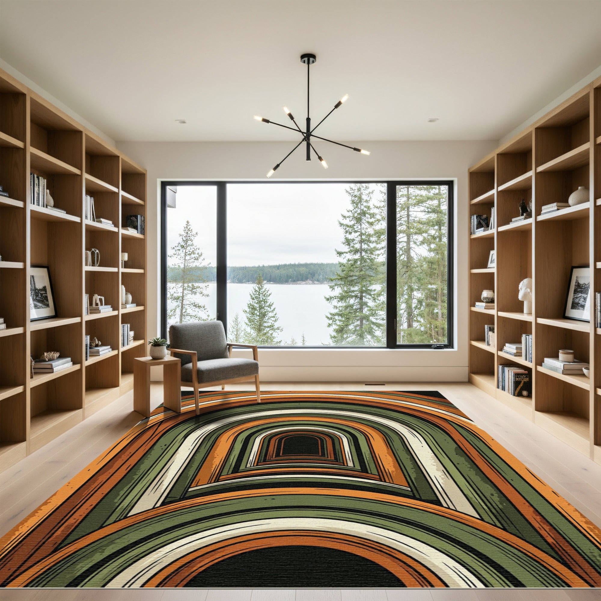 Earthy Retro Arc Tunnel Art Rug