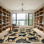 Farmhouse Black Dog Tan Meadow Illustration Rug