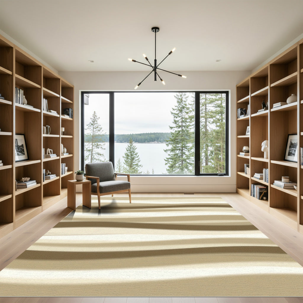 Earthy Cream Horizontal Wave Rug