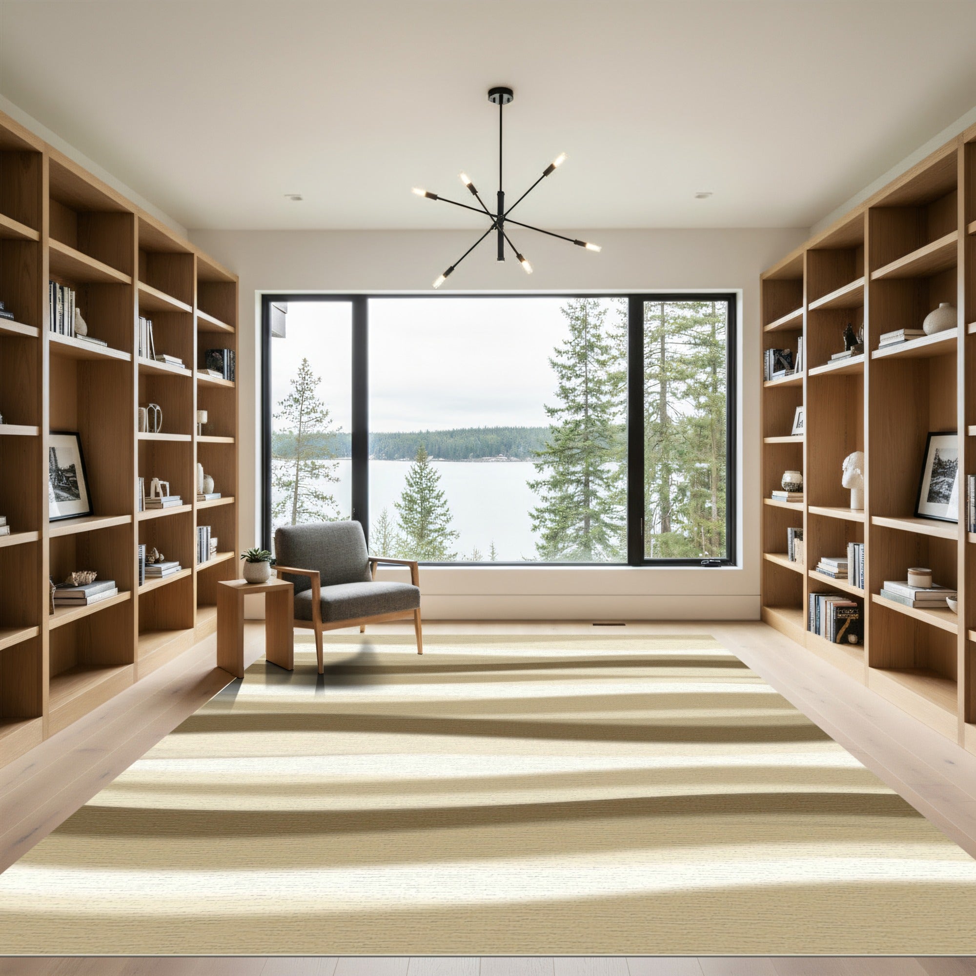 Earthy Cream Horizontal Wave Rug