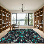 Dark Teal Feather Cascade Rug