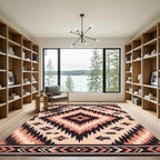 Earthy Salmon Black Tribal Diamond Rug