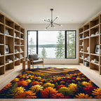 Earthy Autumn Mountain Overlook Landscape Rug