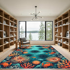 Vibrant Aquatic Coral Reef Sea Life Rug