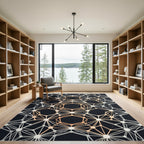 Geometric Copper and White Network Rug