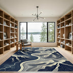 Abstract Midnight Mountain Topographic Contour Rug