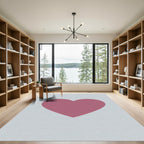 Rose Pink Heart Contemporary Graphic Rug
