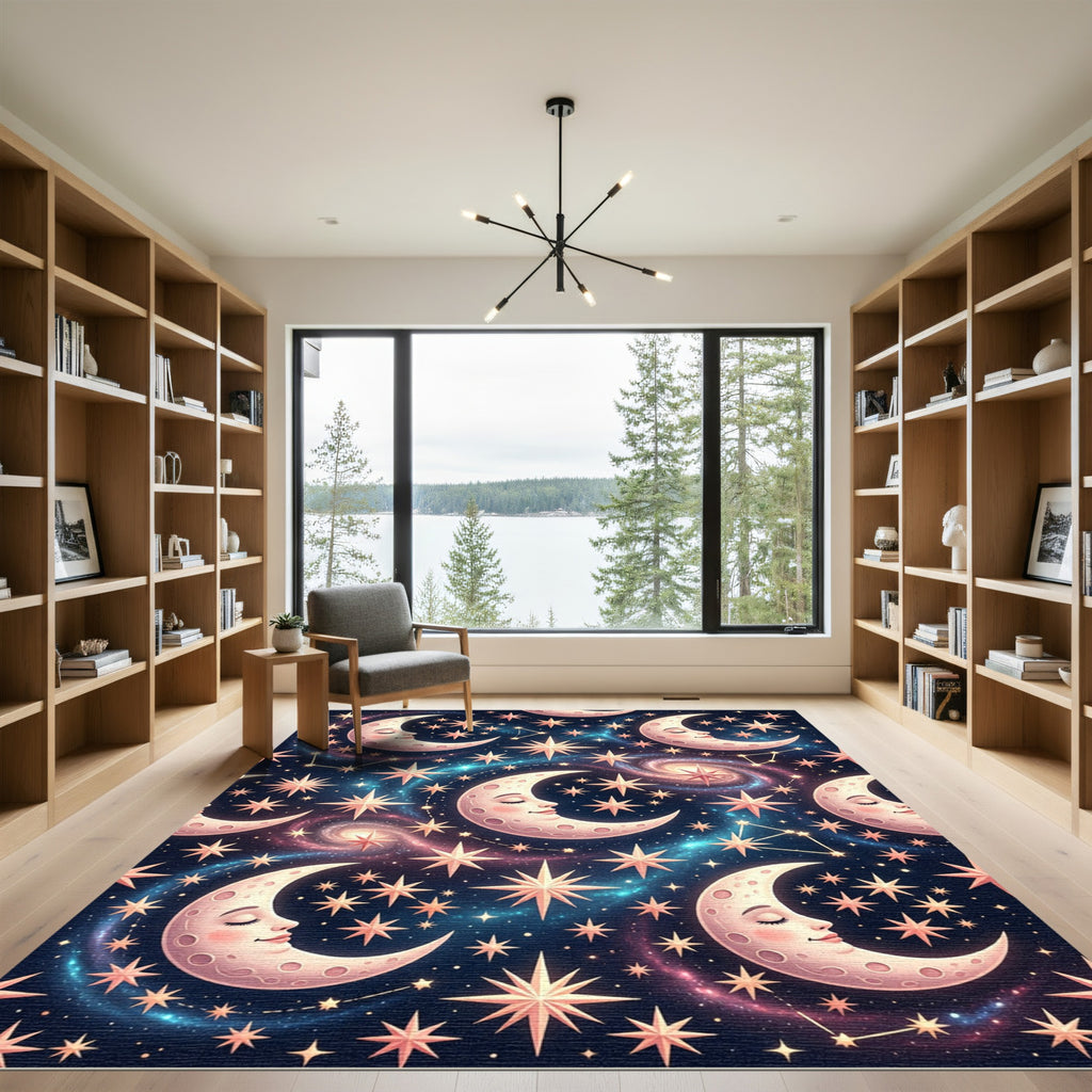 Cosmic Celestial Moon Starry Night Rug