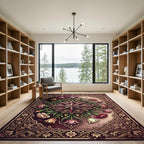 Elegant Plum Star Floral Medallion Rug