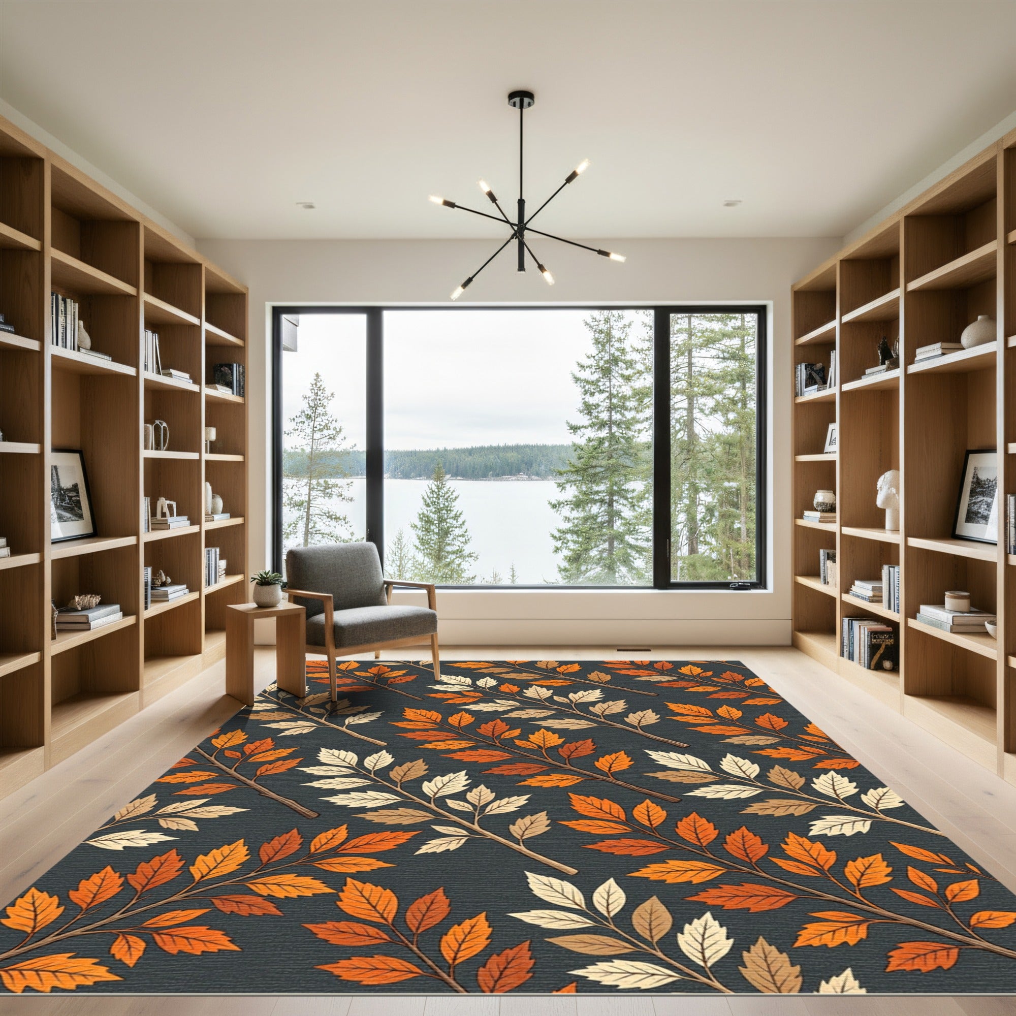 Autumnal Orange Foliage Branch Botanical Rug
