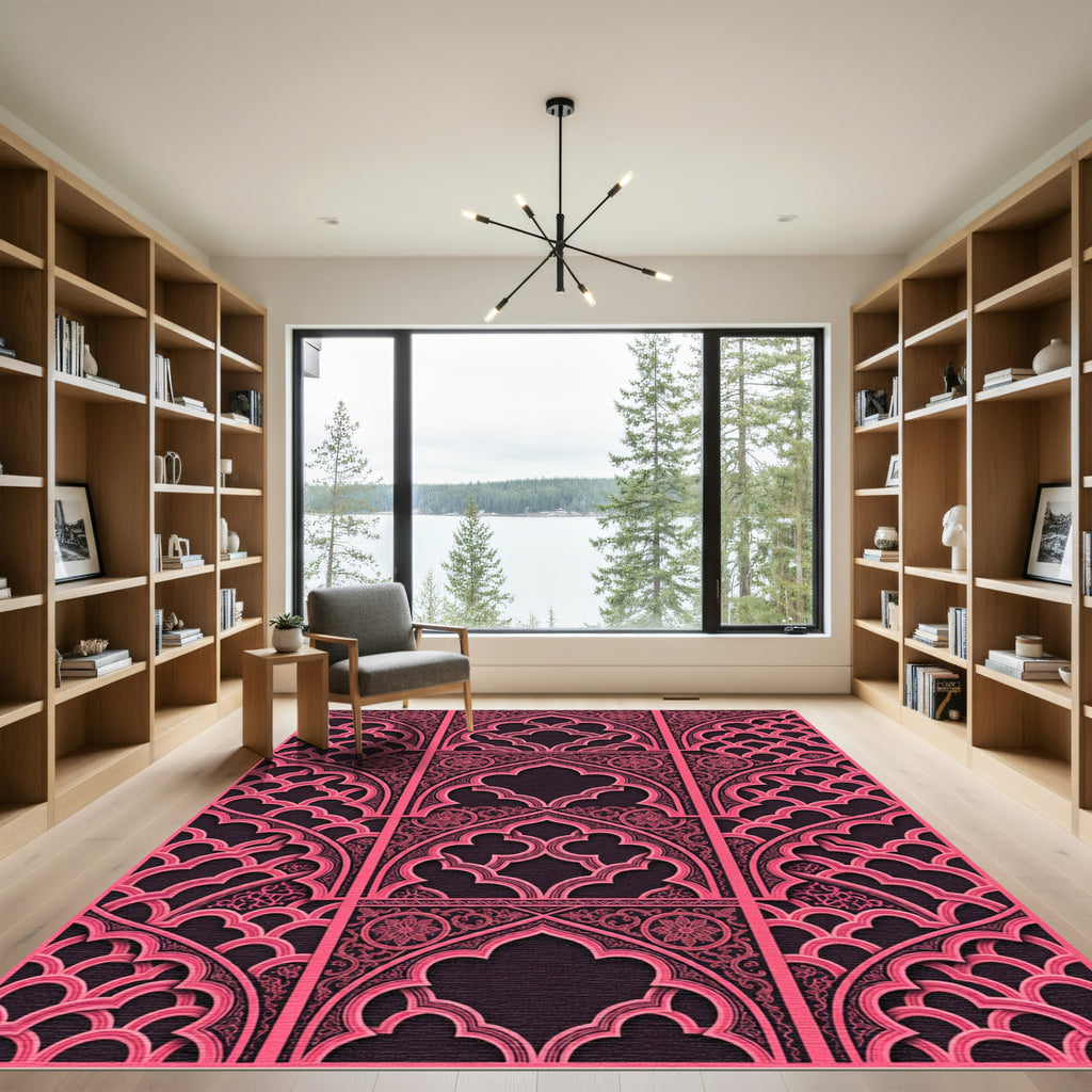 Ornate Rose Arch Geometric Lattice Rug