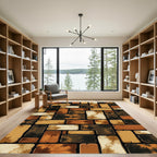 Earth Tone Abstract Block Brick Rug