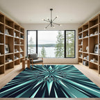 Teal Geometric Starburst Radial Art Rug