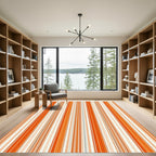 Warm Orange And Cream Striped Rug