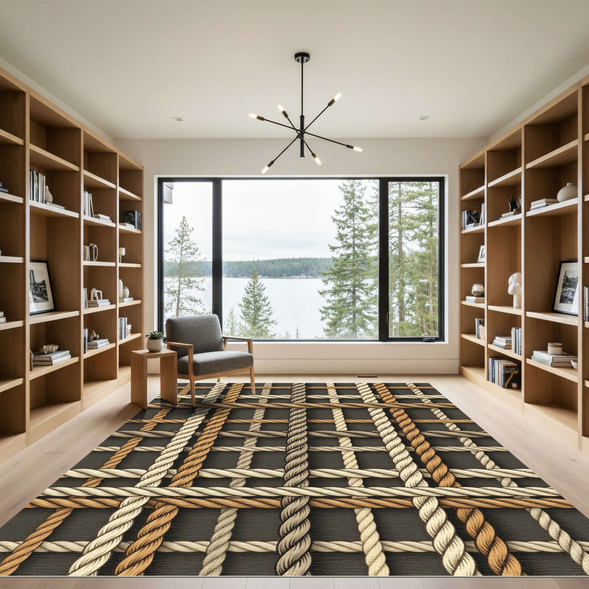Neutral Woven Rope Grid Rug