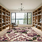 Vintage Mauve Hydrangea Damask Floral Rug