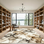 Earthy Brown Watercolor Cloud Shapes Rug
