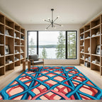 Geometric Azure Woven Lattice Backdrop Rug