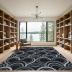 Sophisticated Gray Geometric Teardrop Arch Rug