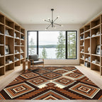 Earthy Geometric Amber Terracotta Diamond Maze Rug