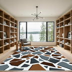 Modern Charcoal Brown Mosaic Fragment Rug