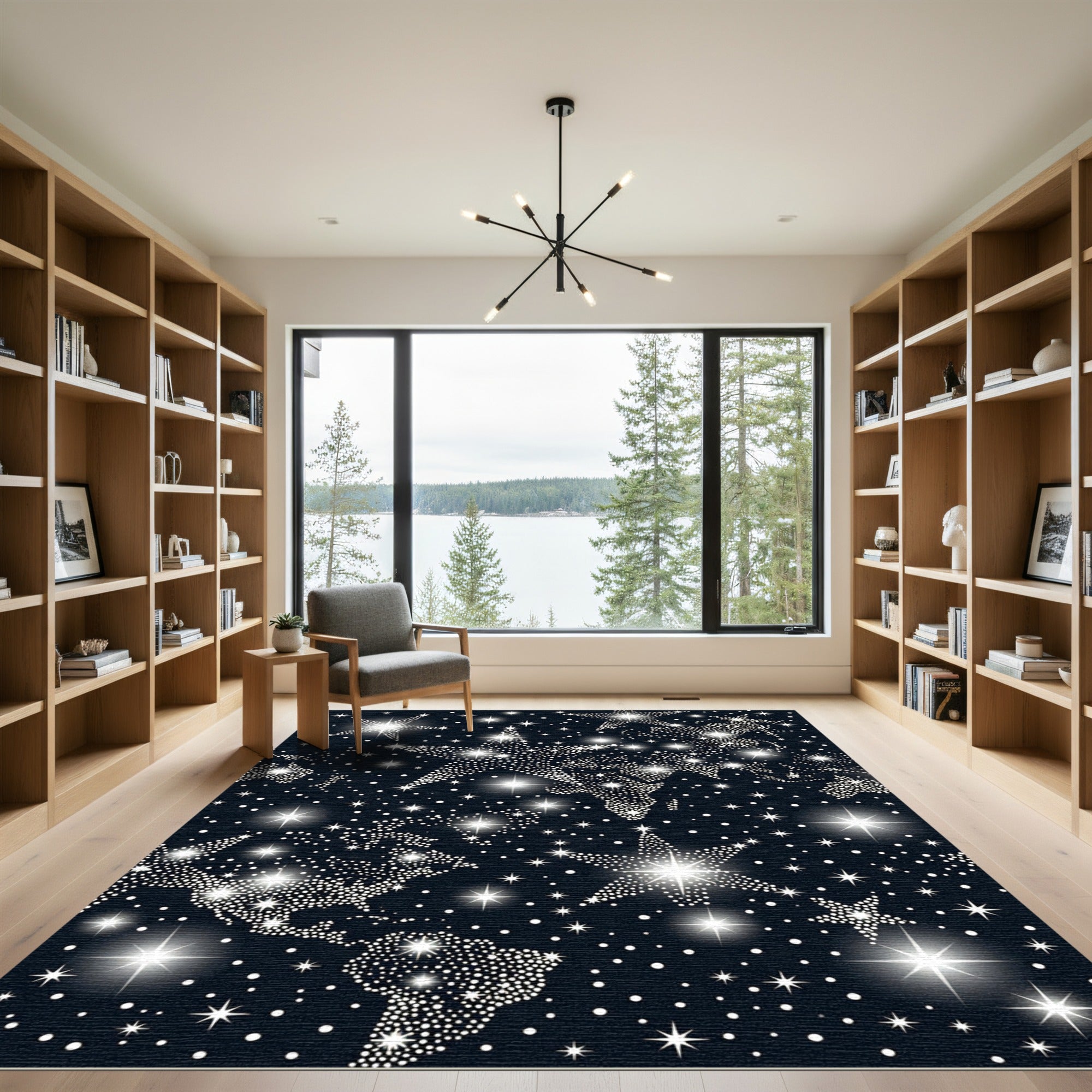 Cosmic Starry World Map Rug