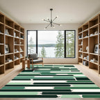 Abstract Green Broken Stripe Rug