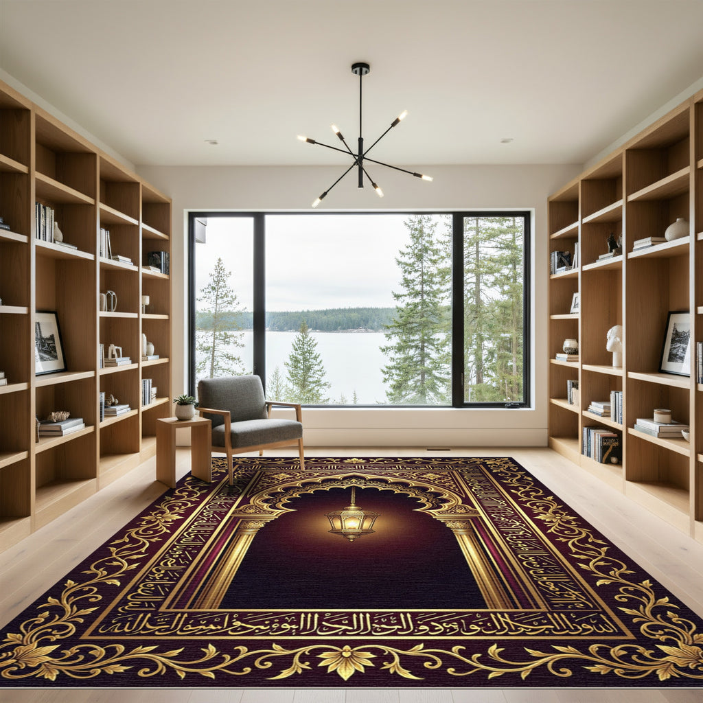 Golden Arch Arabian Lantern Bordered Rug