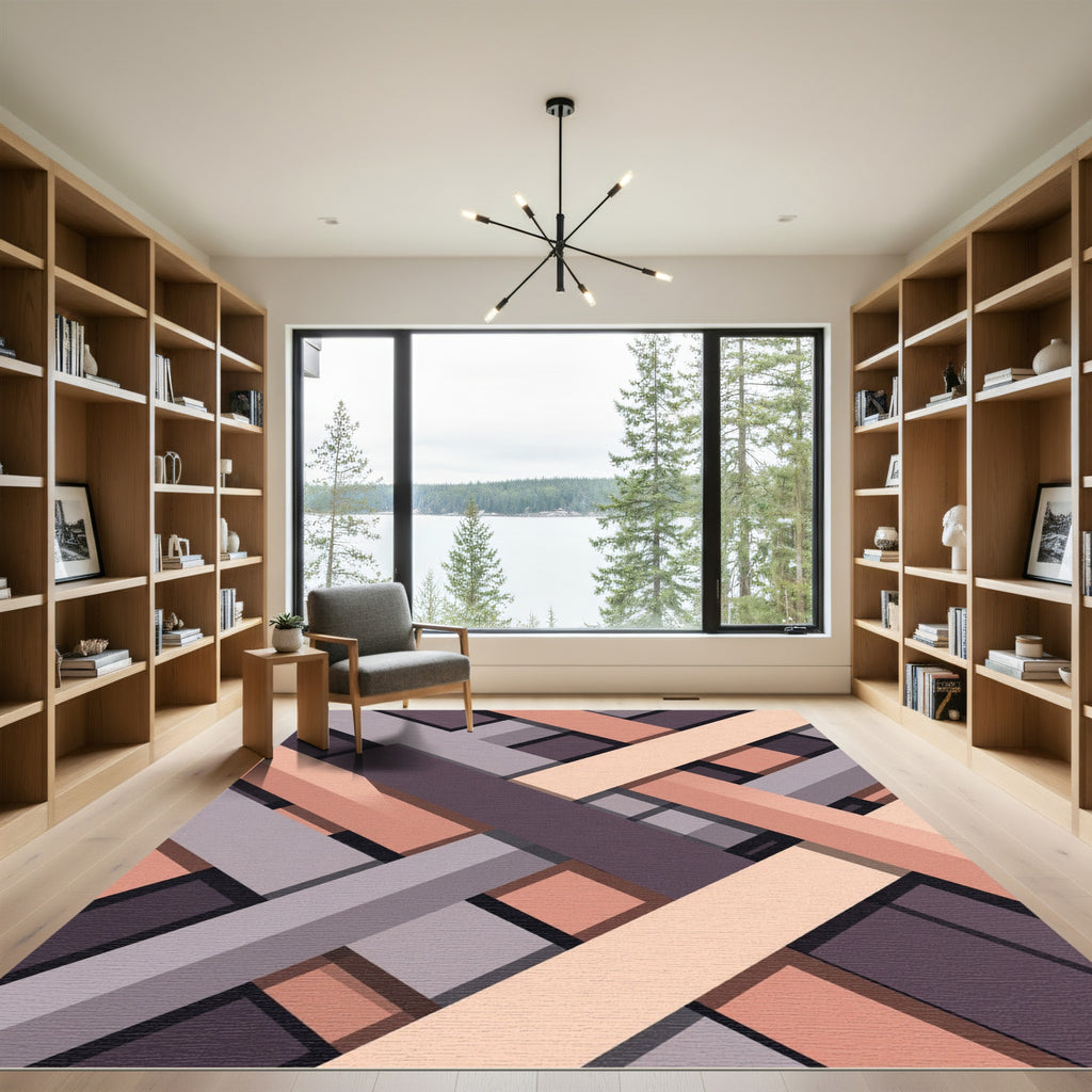 Modern Geometric Interlocking Bands Rug