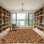 Crimson Amber Starburst Geometric Rug