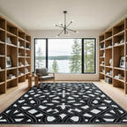 Intricate Black Interlocking Knot Rug