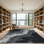 Monochromatic Wavy Layered Abstract Cloud Rug