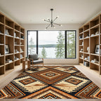 Bold Burnt Orange Geometric Desert Diamond Rug