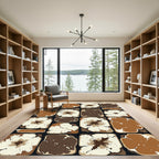 Earthy Brown Distressed Tonal Tile Abstract Rug