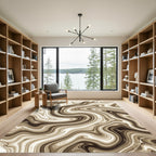 Coffee Swirl Abstract Liquid Marble Rug