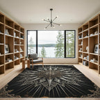 Ornamental Silver Sunburst Gothic Medallion Rug