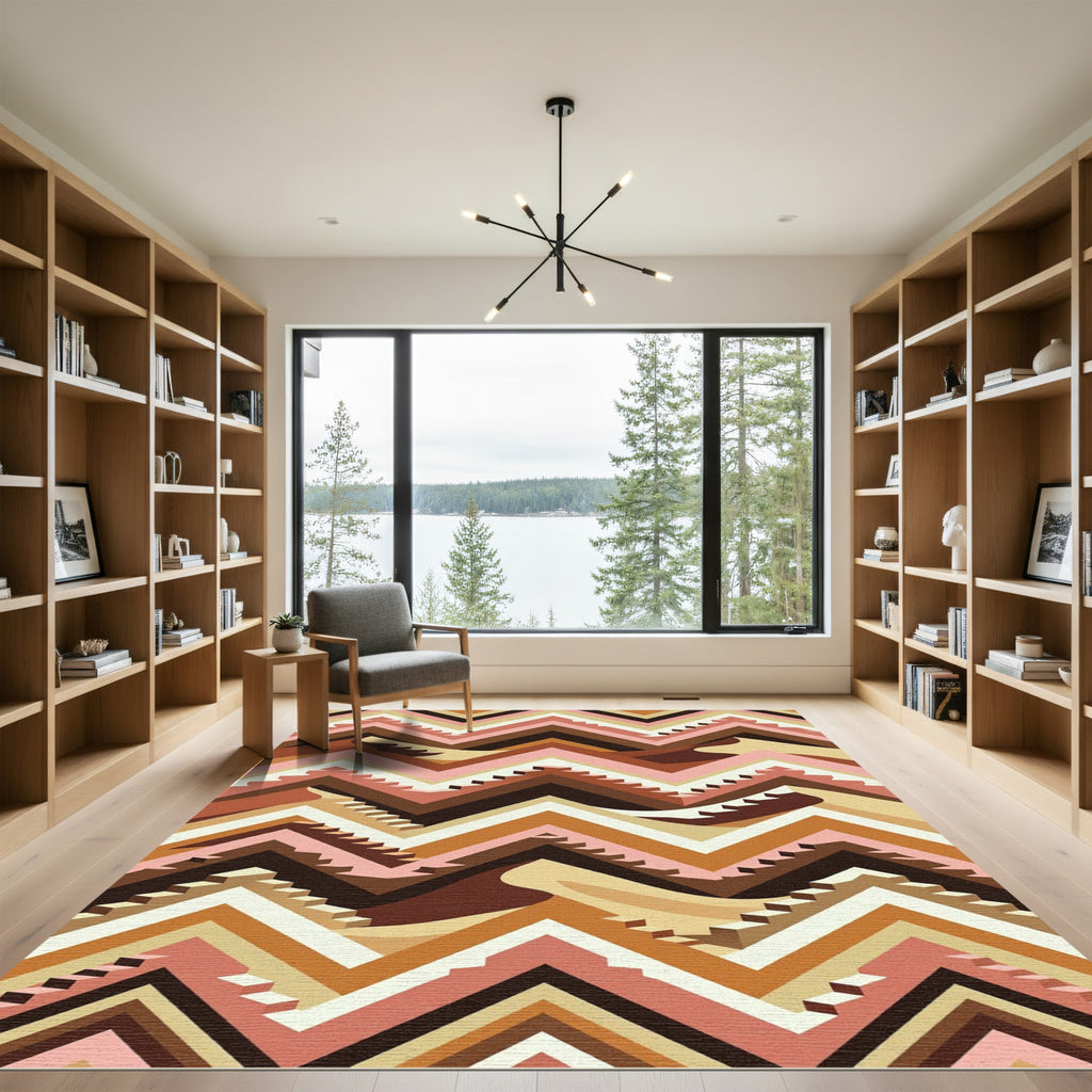 Earthy Zigzag Terrace Landscape Rug