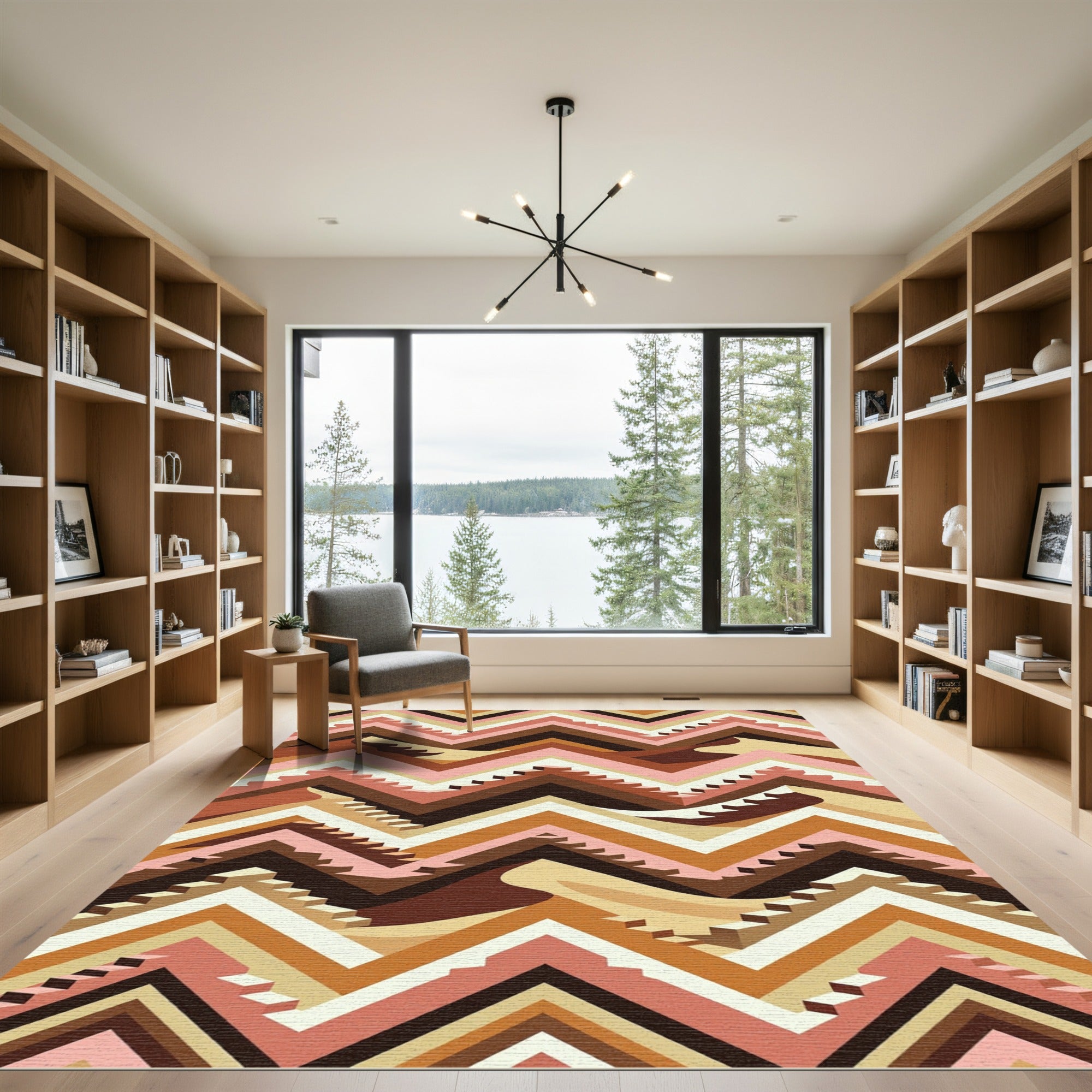 Earthy Zigzag Terrace Landscape Rug