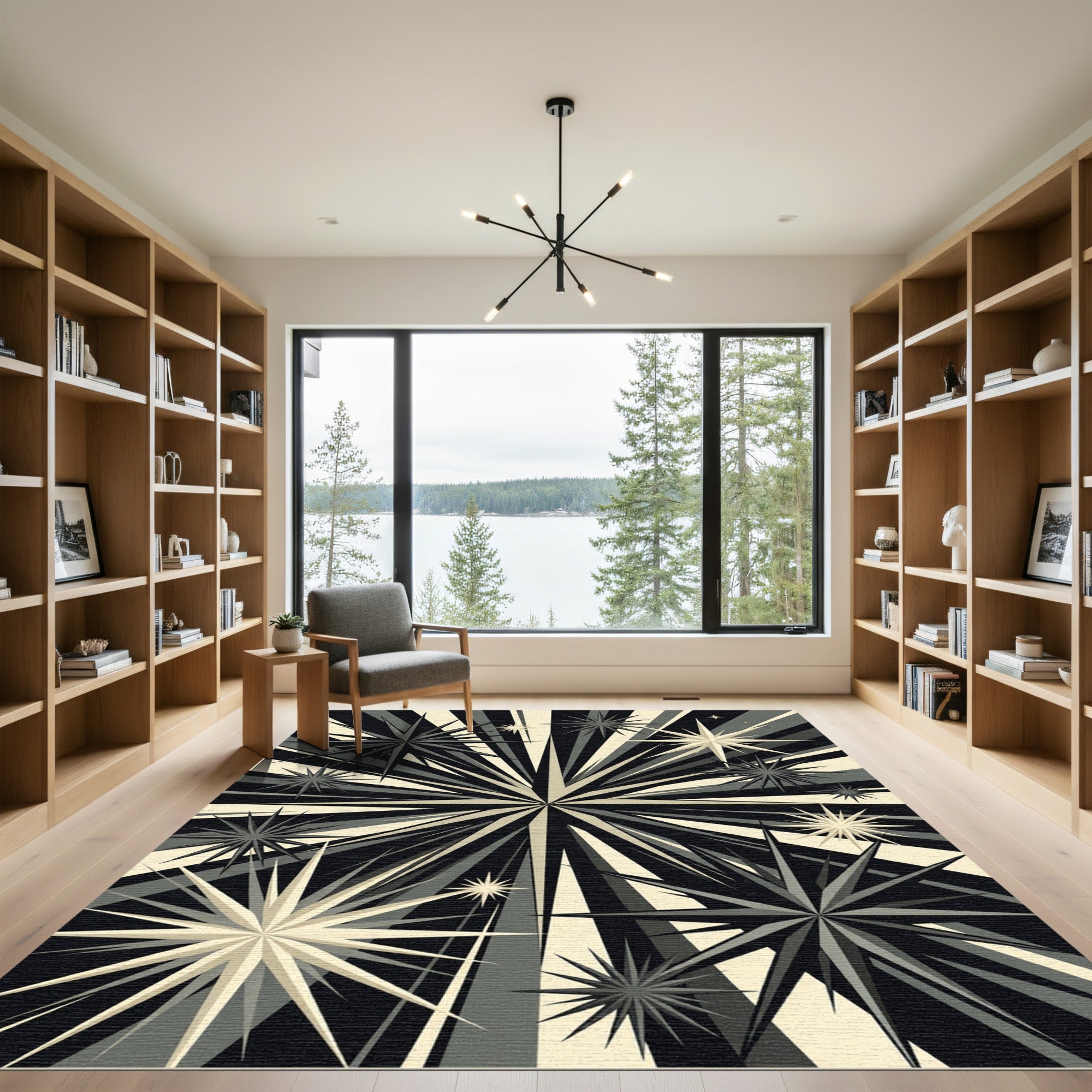 Monochromatic Radiating Burst Stellar Area Rug