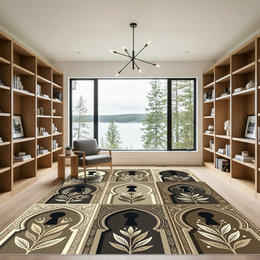 Earthy Arch Keyhole Botanical Grid Rug