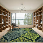 Gilded Gray Baroque Quatrefoil Overlay Rug