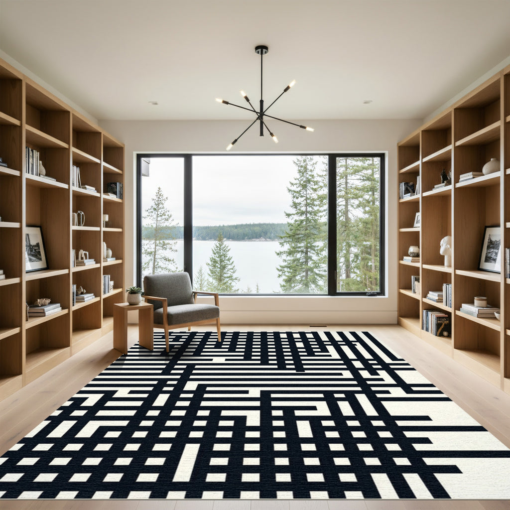 Abstract Labyrinth Lines Rug