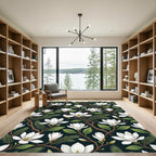 White Magnolia Branch Garden Rug